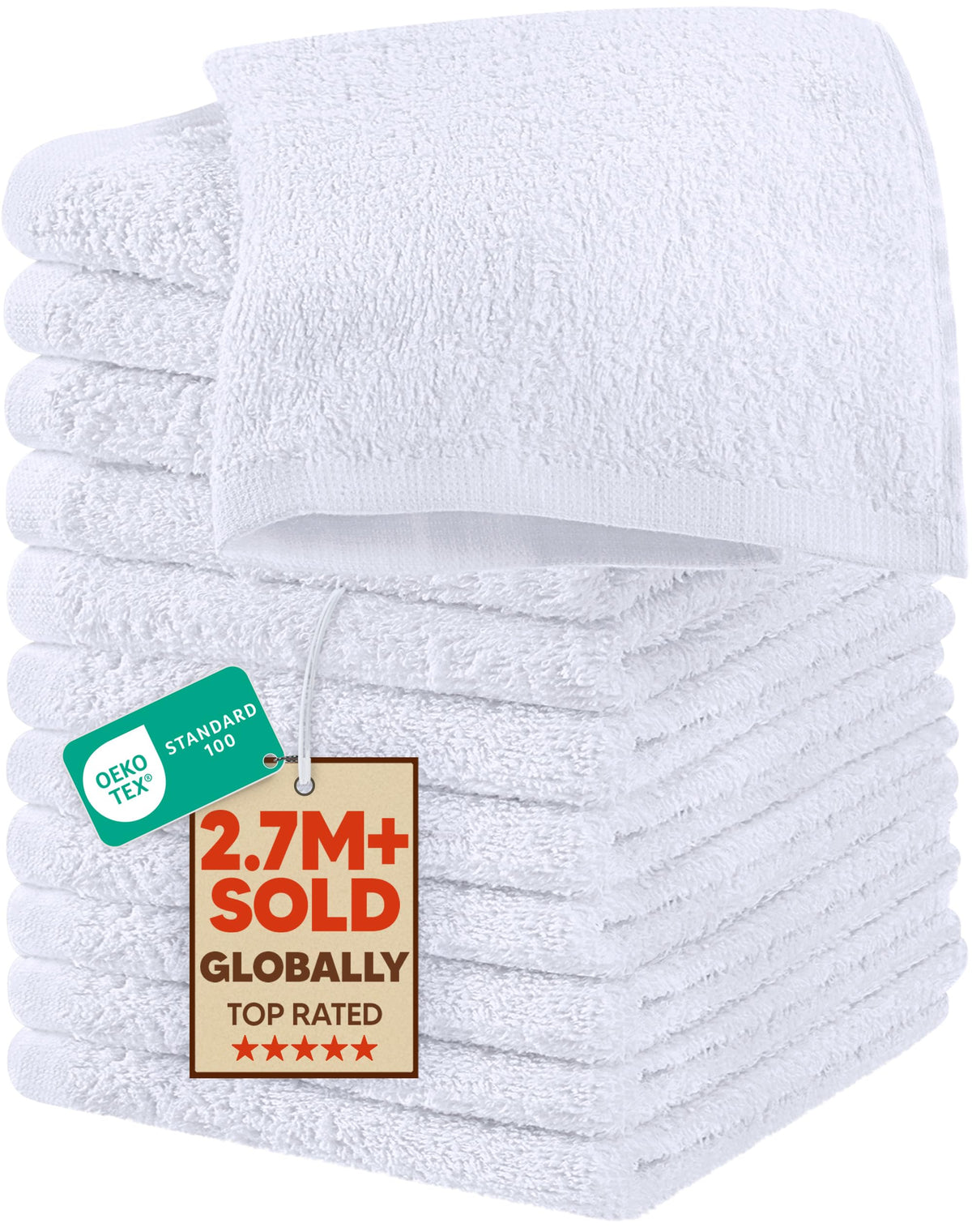 Utopia Towels 24 Pack Cotton Washcloths Set, 100% Ring Spun Cotton, Premium Quality Flannel Face Cloths, Highly Absorbent and Soft Feel Fingertip Towels, White