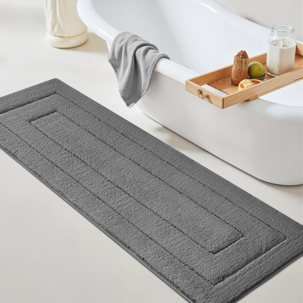 GRANNY SAYS Gray Bathroom Rug 20" x 30", Non-Slip Microfiber Bath Mat