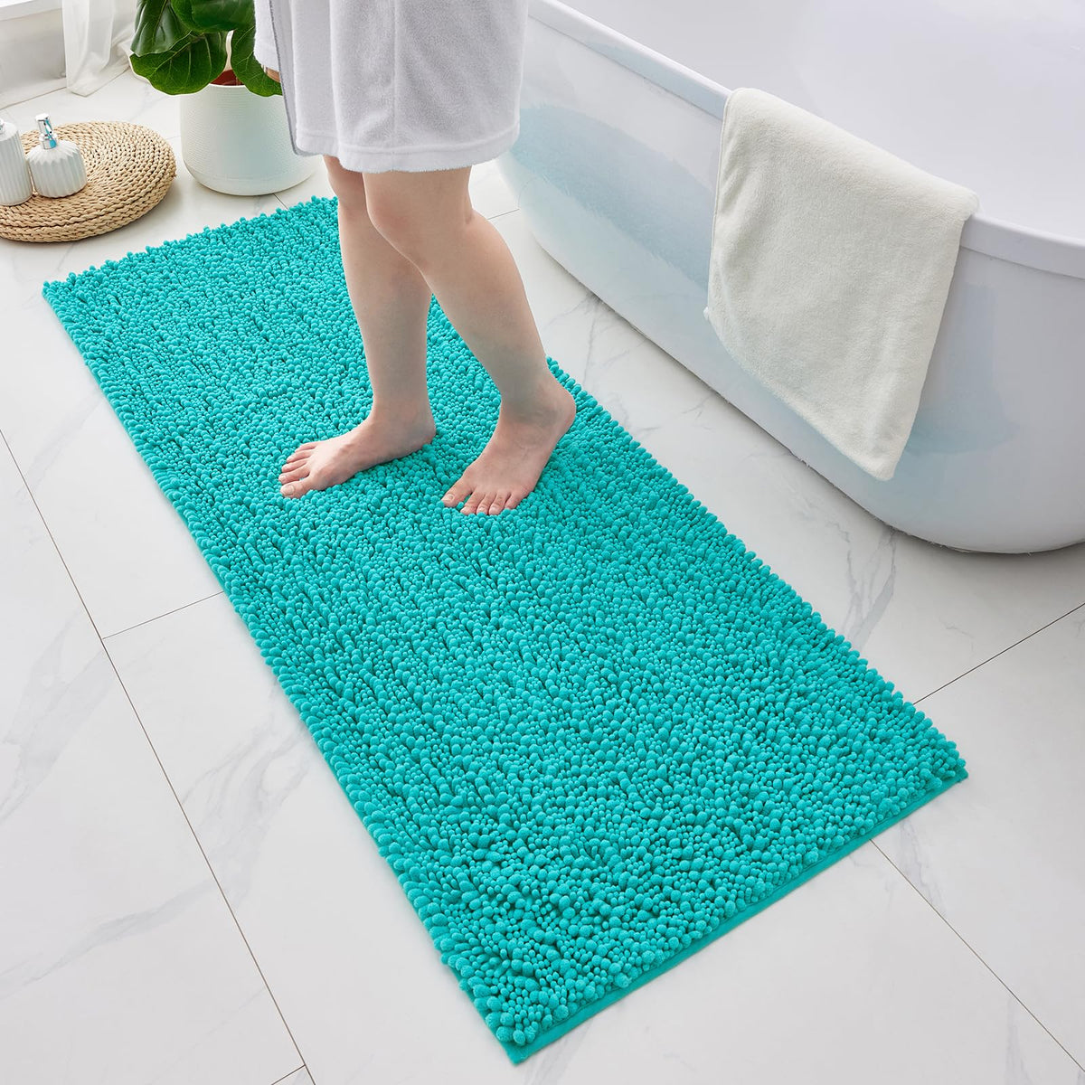 ILANGO Bathroom Rugs Dark Grey 32x20,Extra Soft Absorbent Chenille Bath Rugs,Thick Non-Slip Shaggy Bath Mat,Machine Washable Quick Dry Bath Mats for Bathroom Floor, Tub, Shower Accessories