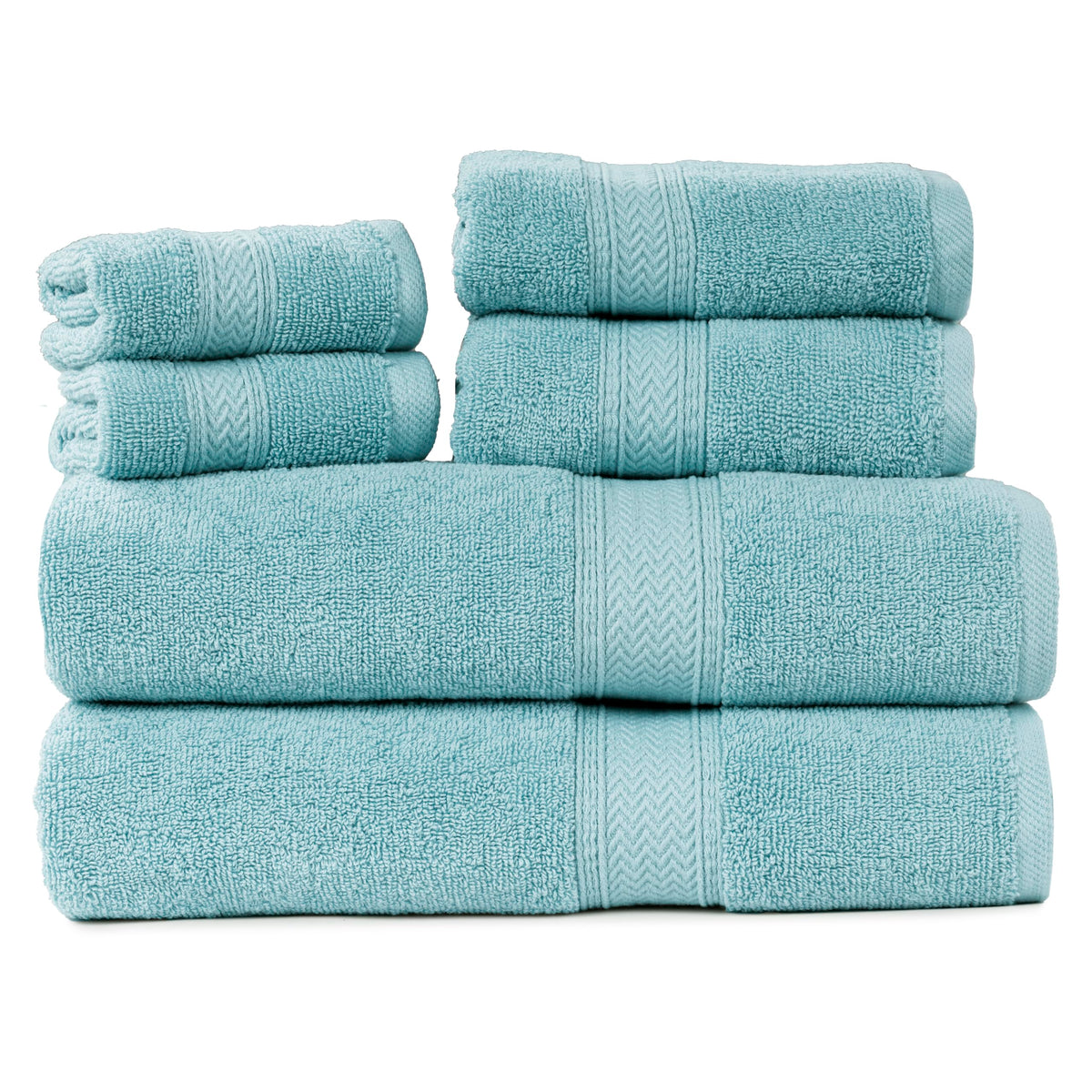 HILLFAIR 900 GSM 100% Cotton Floor Towels - 2 Piece Towels Set - Ocean Blue