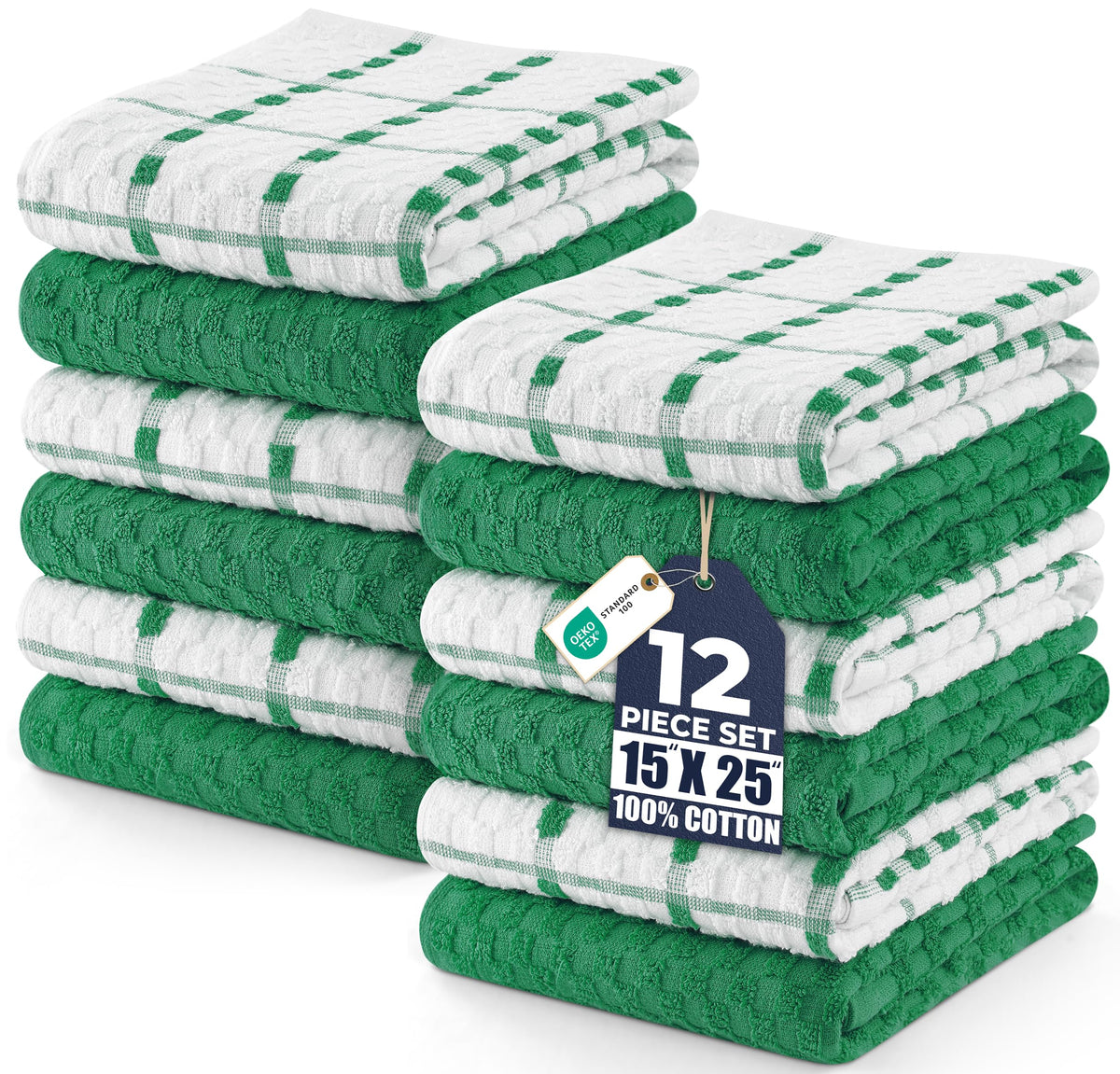 Utopia Kitchen Towels 12 Pack 15x25 Inch 100% Cotton Popcorn Terry