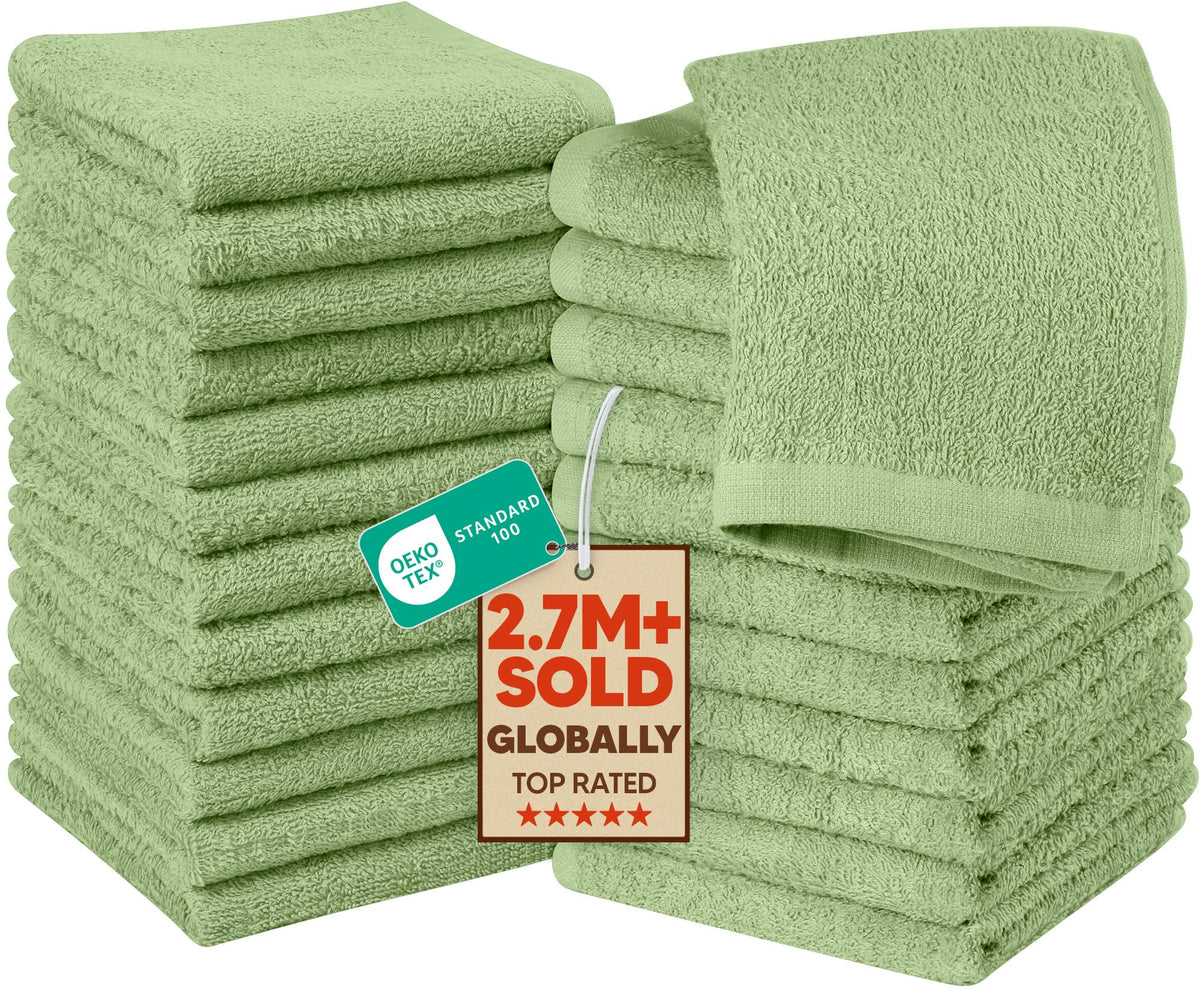 Utopia Towels 24 Pack Cotton Washcloths Set, 100% Ring Spun Cotton, Premium Quality Flannel Face Cloths, Highly Absorbent and Soft Feel Fingertip Towels, White