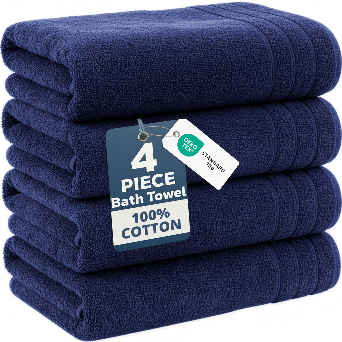 Casa Platino Bath Towels 100% Cotton 2 Piece Soft Absorbent - White