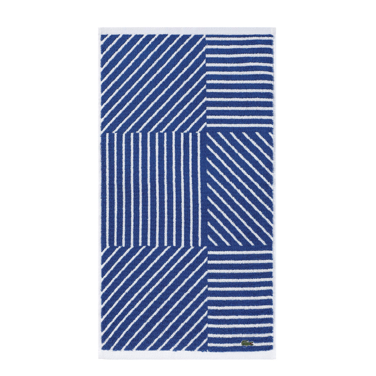 Lacoste Guethary Striped 100% Cotton Bath Towel, Meteorite, 30"x54"
