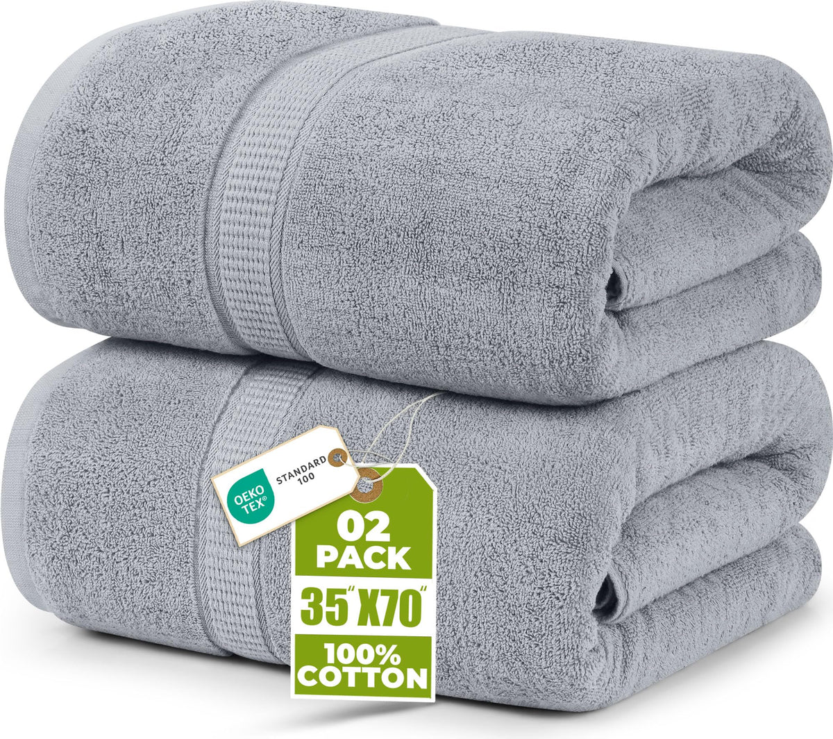 Utopia Towels Jumbo Bath Sheets, 2 Pack, 35x70 in, 600 GSM Cotton, White
