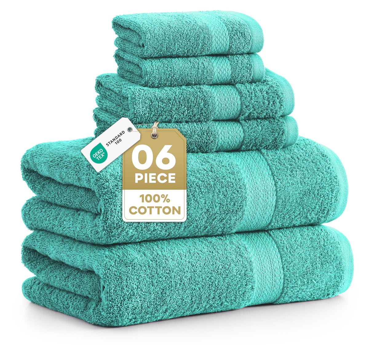 LANE LINEN Bath Towel Set Absorbent Quick Dry 100% Cotton 6 Piece - Navy