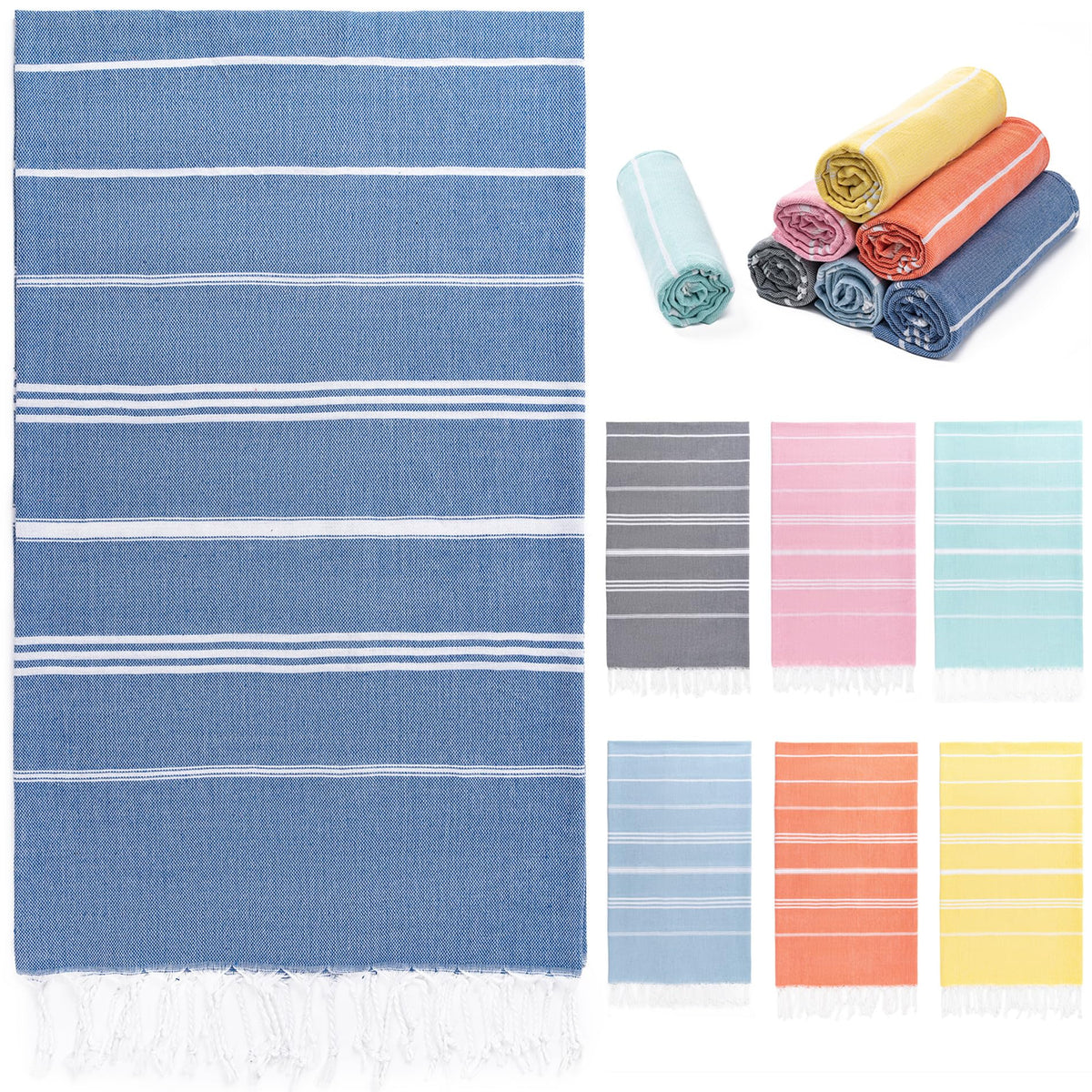 Turkish Beach Towel, 36"x71" Quick Dry Sand Free Oversized Towel, Aqua