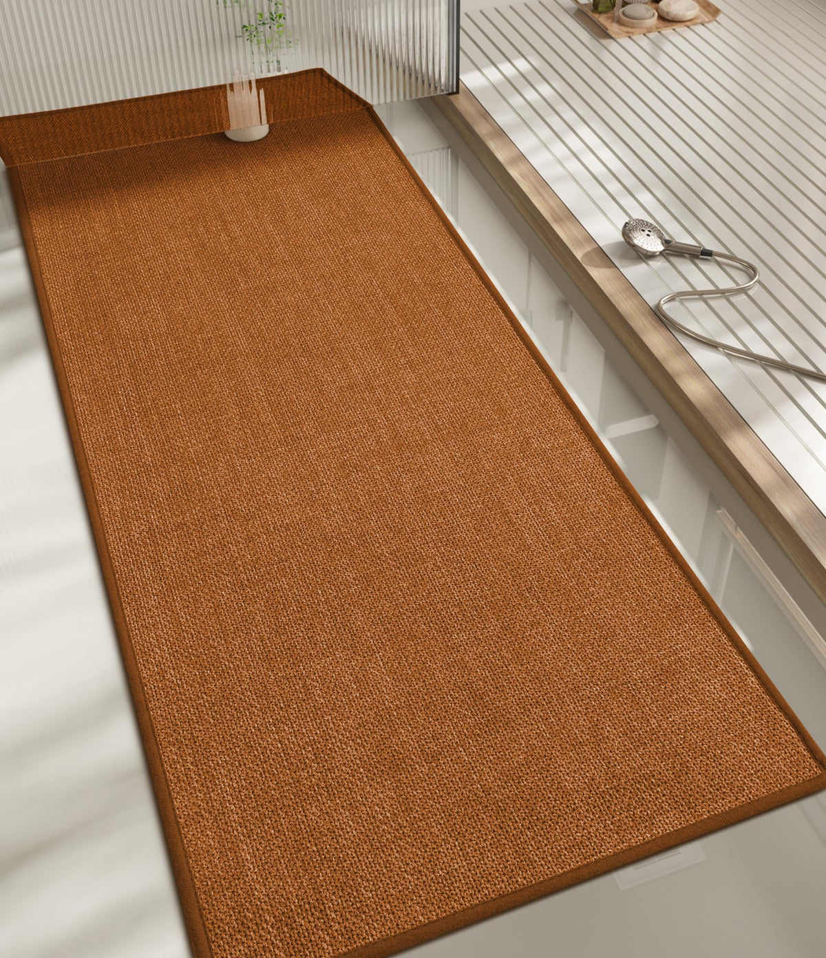 chakme Bathroom Rugs Mat 24x17, Ultra Thin Non Slip Bath Mat Small Quick Dry Absorbent Bath Mat for Bathroom Floor, (Dark Beige, 24"x17")