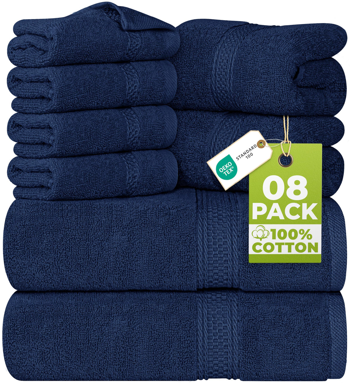 Utopia Towels 8 Piece Majestic Plush Luxury Towel Set, Cotton, Grey
