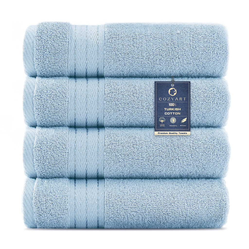COZYART Luxury Bath Towel Set 6 Pcs, Dark Green 100% Turkish Cotton 650 GSM