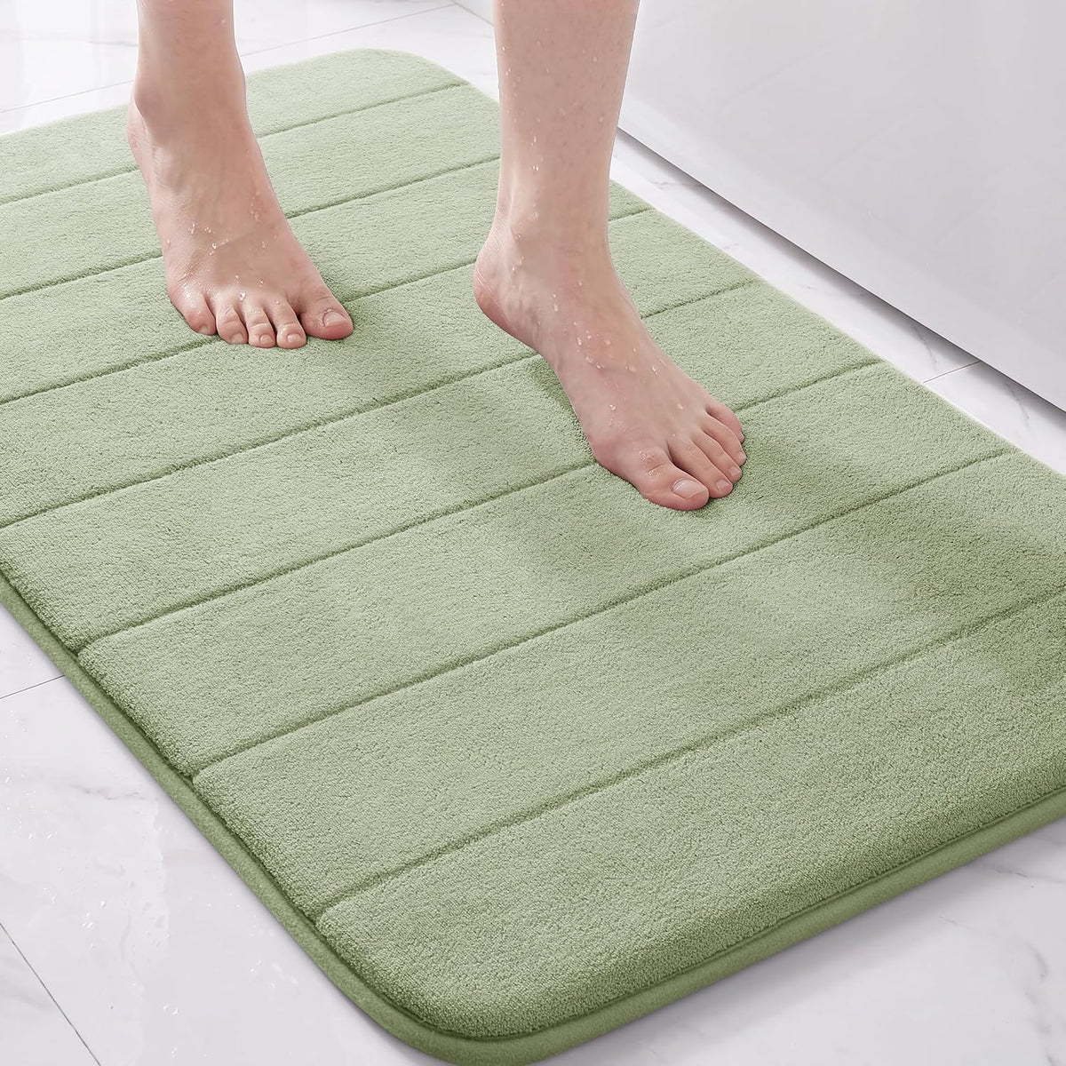Yimobra Memory Foam Bath Mat, Super Soft Absorbent Bathroom Rug Non Slip, Quick Dry, Machine Washable Floor Carpet for Tub Shower, Home Decor Accessories, 24x17, Grey