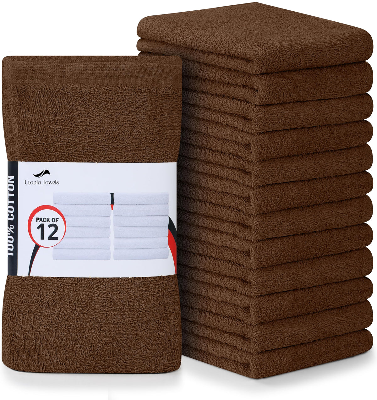 Utopia Towels Kitchen Bar Mops, Pack of 12, 16x19 in, 100% Cotton, Black