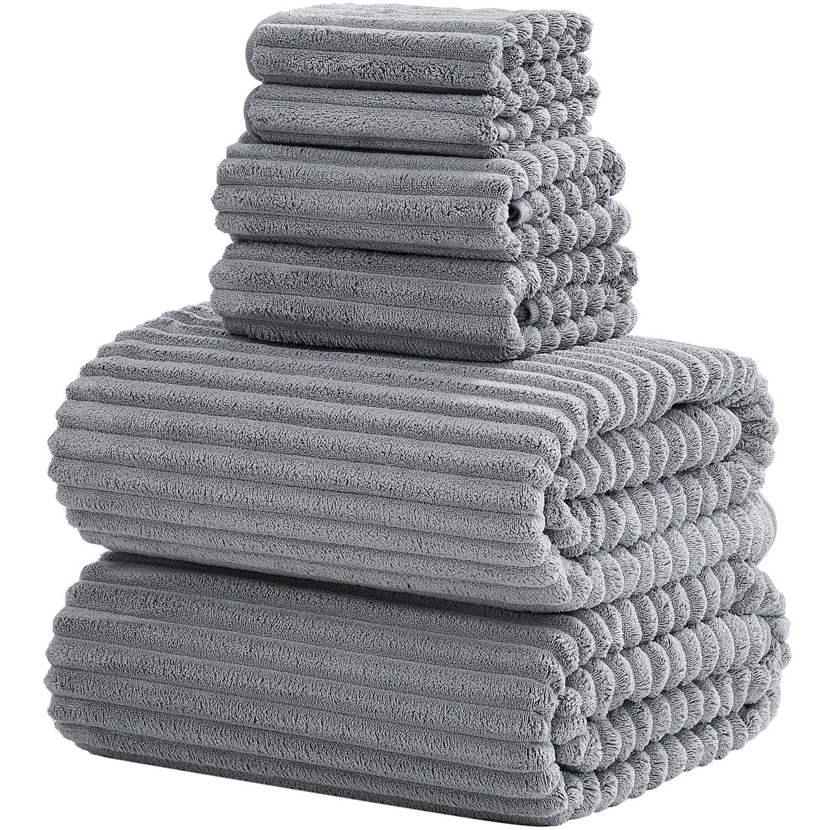 6 PC Bath Towel Set, 40"x80" Oversized Bath Sheets, Navy Blue