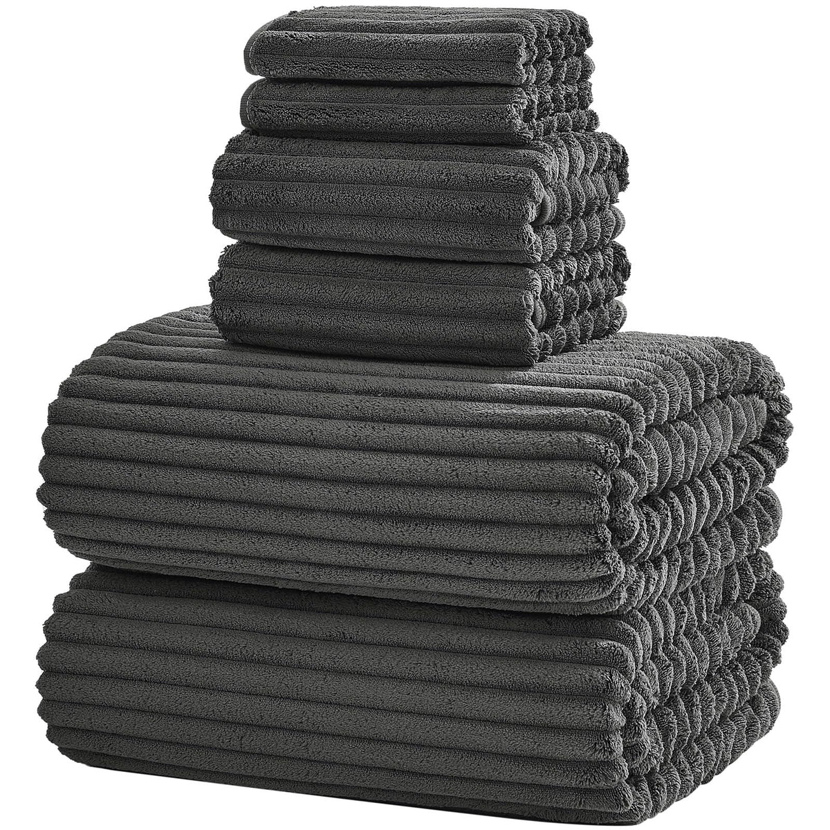 6 PC Bath Towel Set, 40"x80" Oversized Bath Sheets, Navy Blue