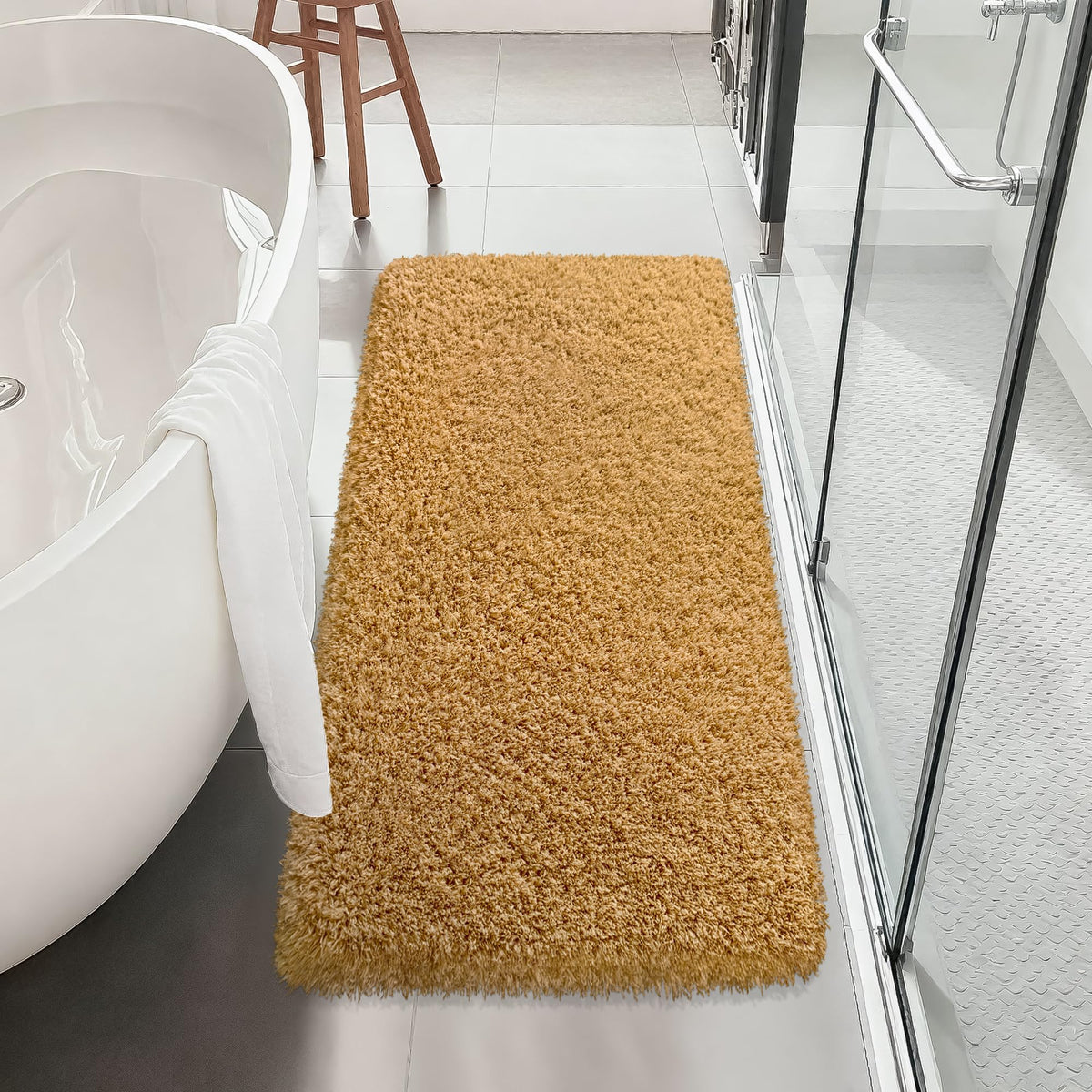 White Bathroom Rugs Non Slip 24"x16",Absorbent Bath Mat Quick Dry