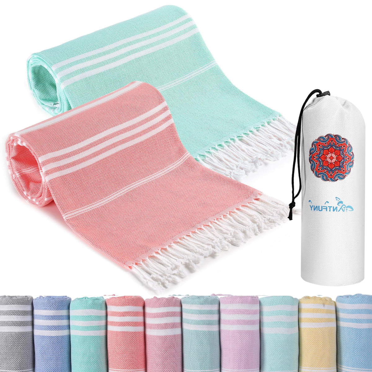 Turkish Beach Towels Vacation Essentials Quick Dry Sand Free Soft Absorbent Adult Oversized Bath Pool Swim Long Towel Lightweight Thin Fast Drying Over The Chair Towel Sand Repellent Anti Yellow