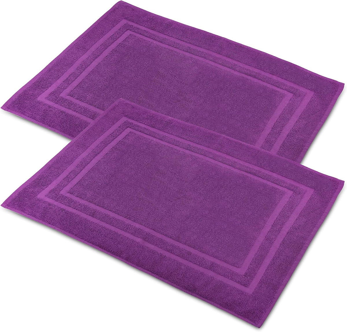 Bath Mat Floor Towel for Bathroom – 22” x 32” Banded Rug - 100% Ring Spun Cotton – Highly Absorbent Machine Washable – 2 Pack White Non Rubber Backing Mats – Shower Spa Hotel