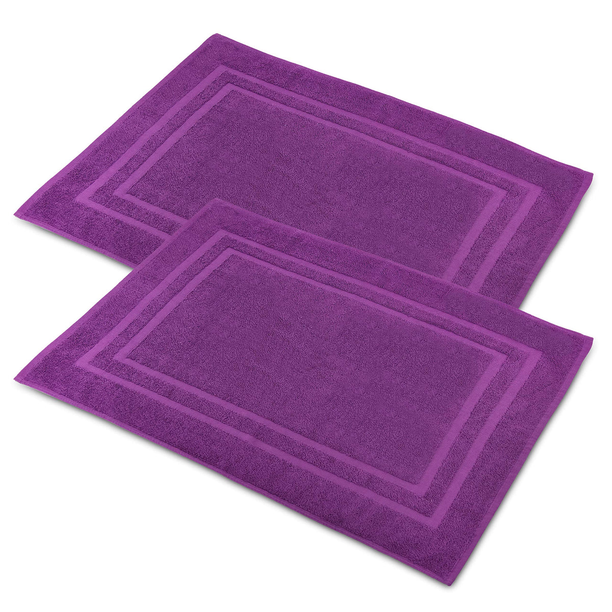 Bath Mat Floor Towel for Bathroom – 22” x 32” Banded Rug - 100% Ring Spun Cotton – Highly Absorbent Machine Washable – 2 Pack White Non Rubber Backing Mats – Shower Spa Hotel