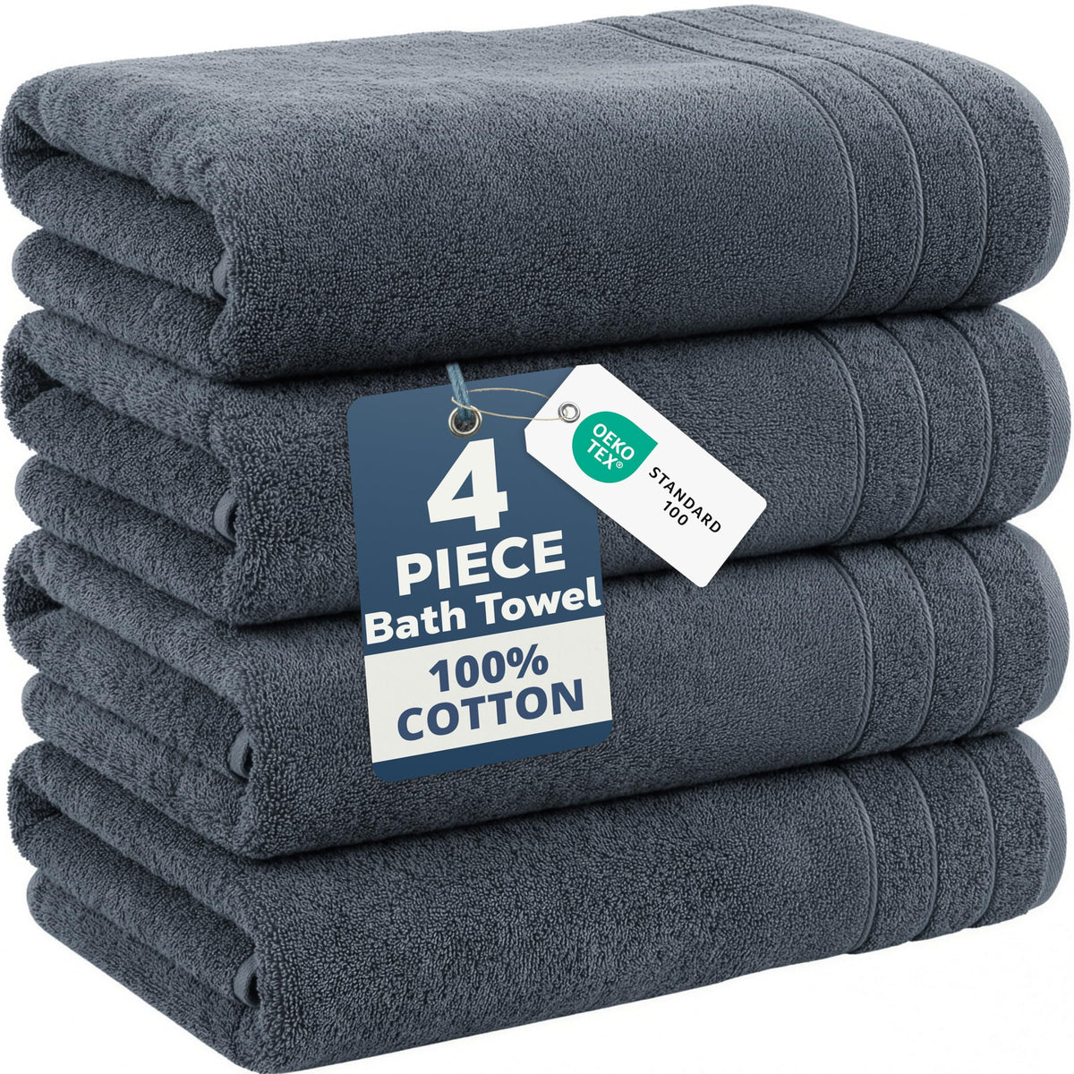 Casa Platino Bath Towels 100% Cotton 2 Piece Soft Absorbent - White