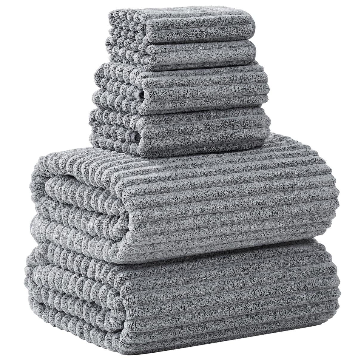 6 PC Bath Towel Set, 40"x80" Oversized Bath Sheets, Navy Blue