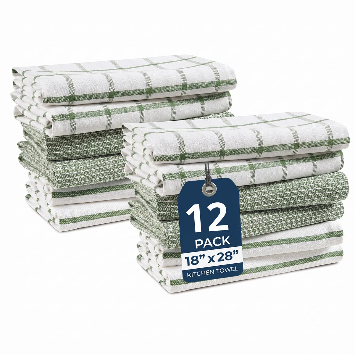 LANE LINEN Dish Towels for Kitchen 100% Cotton Tightly Woven 6 Pack - Olive