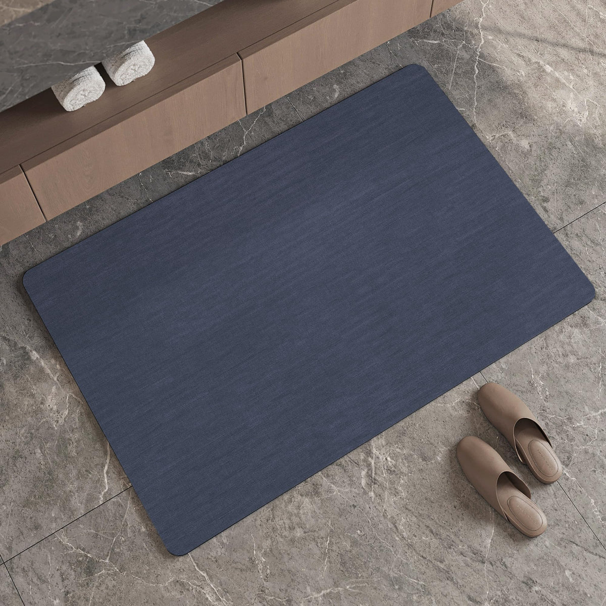 Mecko Bath Mat 16"x24",Ultra Thin Bathroom Rug fit Under Door Light Grey
