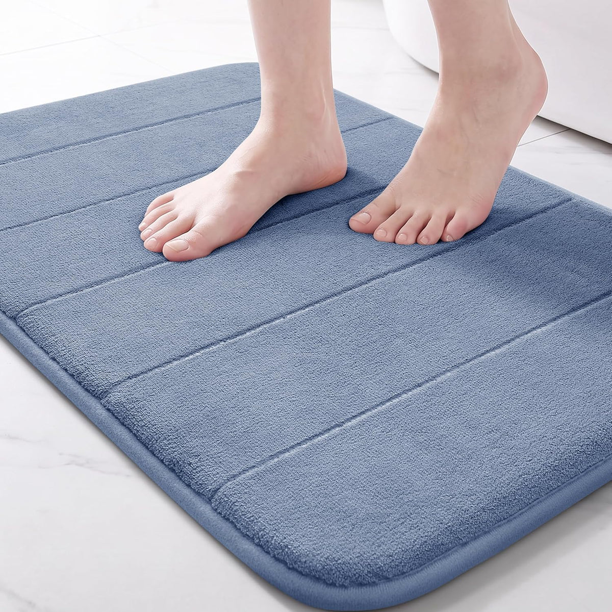 Yimobra Memory Foam Bath Mat, Super Soft Absorbent Bathroom Rug Non Slip, Quick Dry, Machine Washable Floor Carpet for Tub Shower, Home Decor Accessories, 24x17, Grey