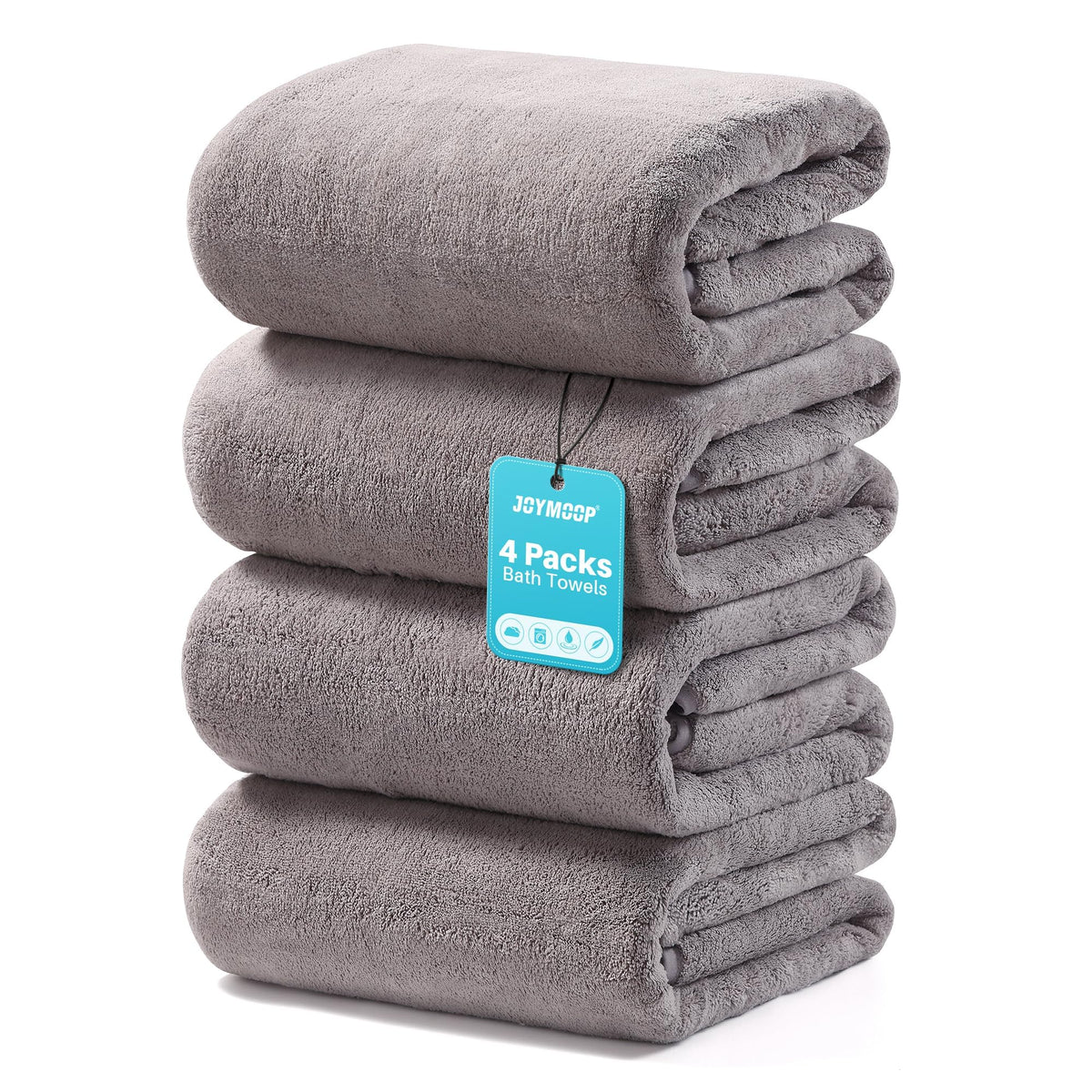 JOYMOOP Microfiber Bath Towels 4 Packs Extra Large 30" x 60", Mixed Color