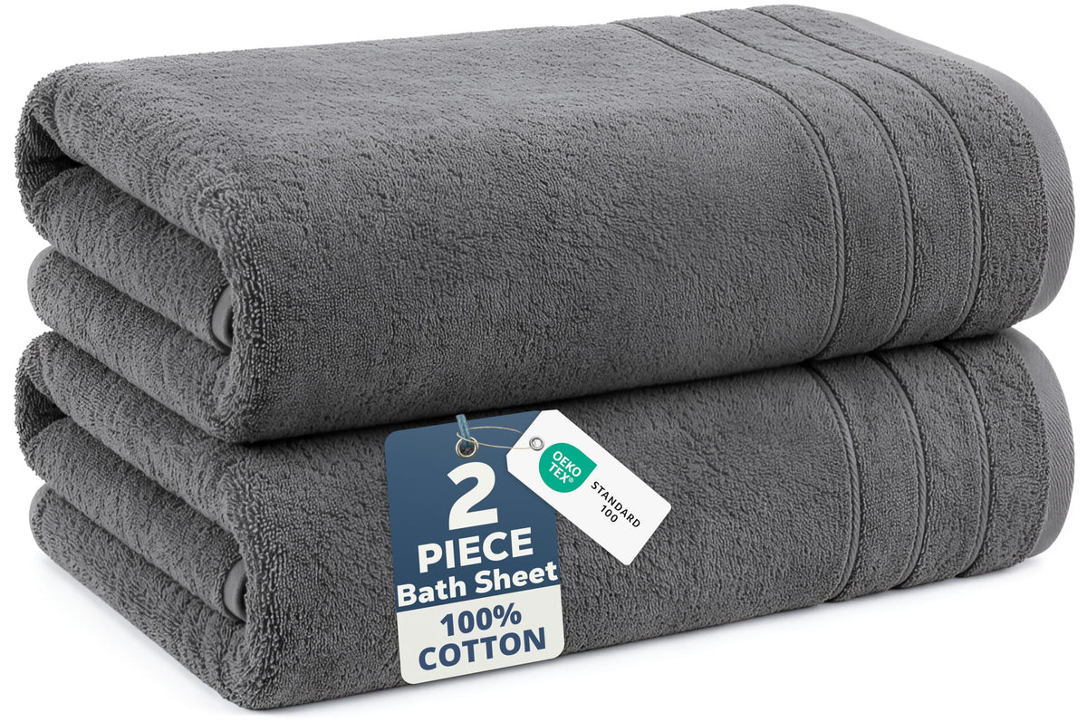 Casa Platino Bath Towels 100% Cotton 2 Piece Soft Absorbent - White