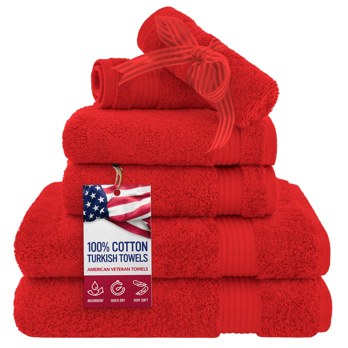 American Veteran Towel, 100% Cotton Turkish Bath Towels for Bathroom 4 Pack, 27x54 Extra Large Premium Soft Drying Bathroom Towels, Navy Blue