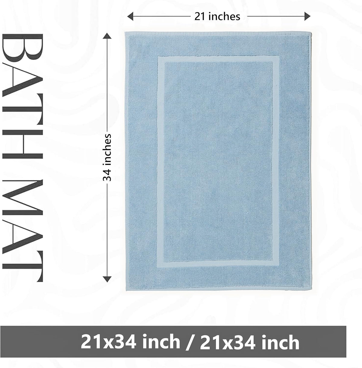 HILLFAIR 900 GSM 100% Cotton Floor Towels - 2 Piece Towels Set - Ocean Blue