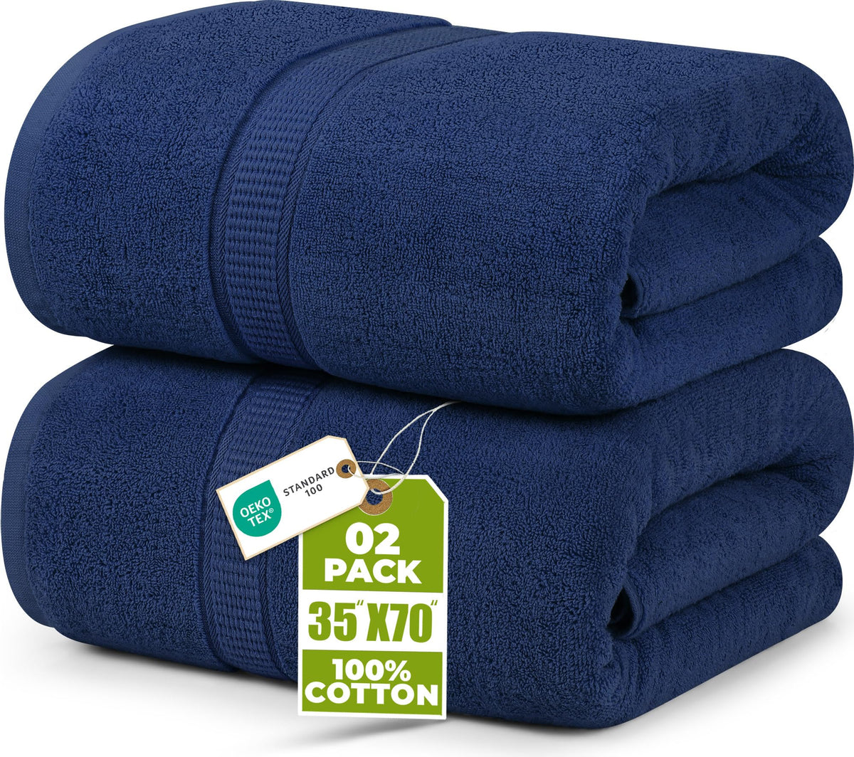 Utopia Towels Jumbo Bath Sheets, 2 Pack, 35x70 in, 600 GSM Cotton, White