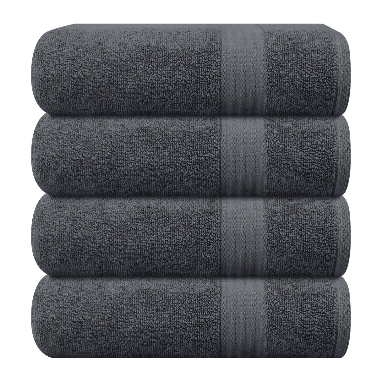 GLAMBURG Ultra Soft 8-Piece Towel Set - 100% Pure Ringspun Cotton, Contains 2 Oversized Bath Towels 27x54, 2 Hand Towels 16x28, 4 Wash Cloths 13x13 - Ideal for Everyday use, Hotel & Spa - Black