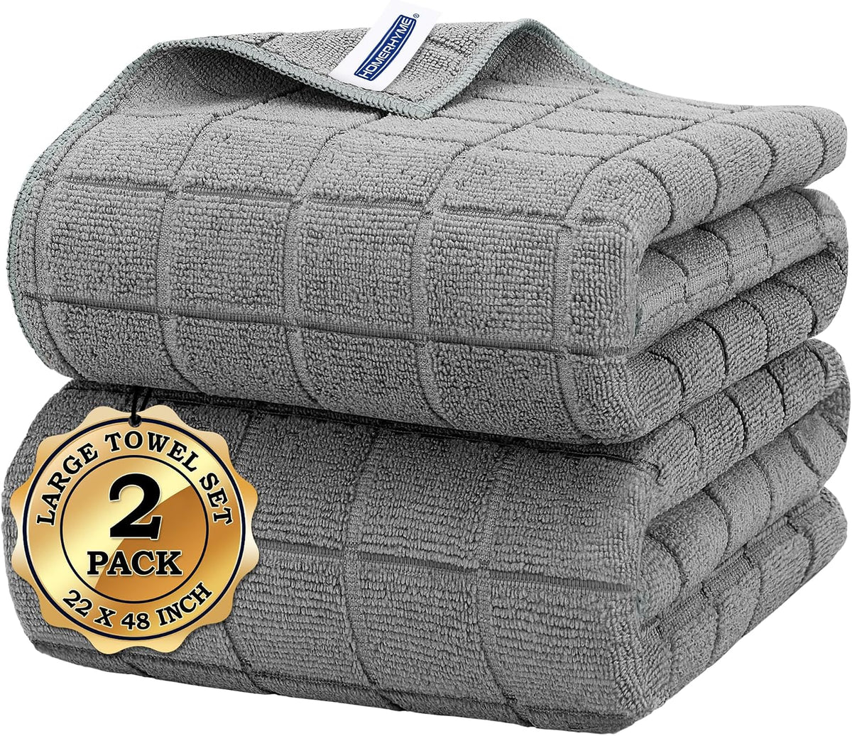 Microfiber Bath Towels 2 Pack (22'' x 48'') - Lightweight Quick Dry Microfiber Fingertip Hand Towels, Soft Absorbent Gym Towels for Yoga, Salon, Camping, Hotel, Bathroom, Spa, Travel & Dog