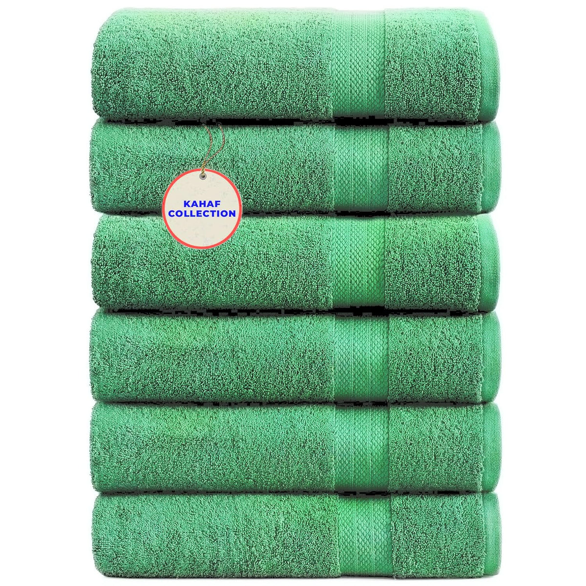 KAHAF COLLECTION 100% Cotton Bath Towel Set, White 24x48 Pack of 6 Towels, Quick Dry, Highly Absorbent, Soft Feel Towel, Gym, Spa, Bathroom, Shower, Pool, Luxury Soft Towels Light-Weight