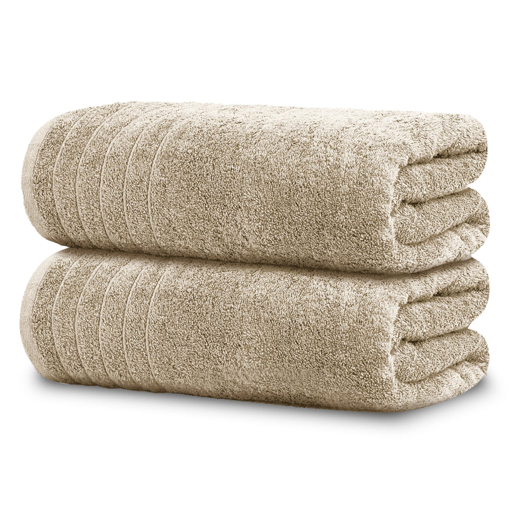 Tens Towels 2 Piece Extra Large Bath Sheets 35 x 70 Inches, Beige
