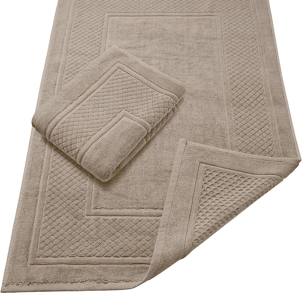 Avalon Towels Grey Bath Mat - 100% Cotton Set of 2 Absorbent Bathmat - Bathroom Mats Quick Dry Bath Mats for Bathrooms (22x34 Inches)