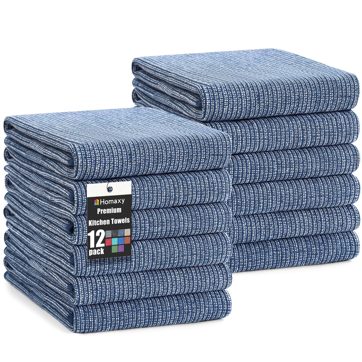 Homaxy 380 GSM Cotton Premium Kitchen Towels 6 Pack, 18"x 28", Khaki