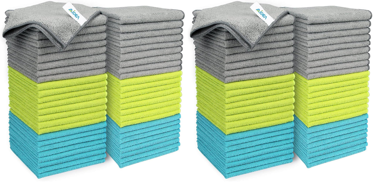 AIDEA Microfiber Cleaning Cloth-50PK, Microfiber Towels for Cars 12"x12"