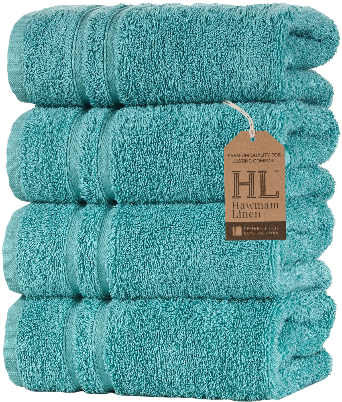 Hawmam Linen White Bath Towels 4 Pack 27 x 54 Inches 100% Turkish Cotton Soft Lightweight and Highly Absorbent Quick Drying Towels, Premium Quality Perfect for Daily Use