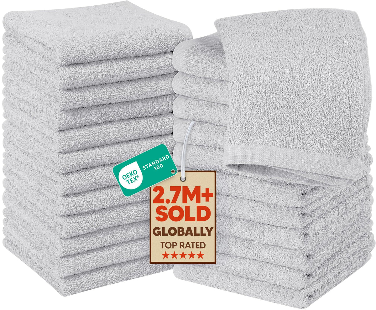 Utopia Towels 24 Pack Cotton Washcloths Set, 100% Ring Spun Cotton, Premium Quality Flannel Face Cloths, Highly Absorbent and Soft Feel Fingertip Towels, White