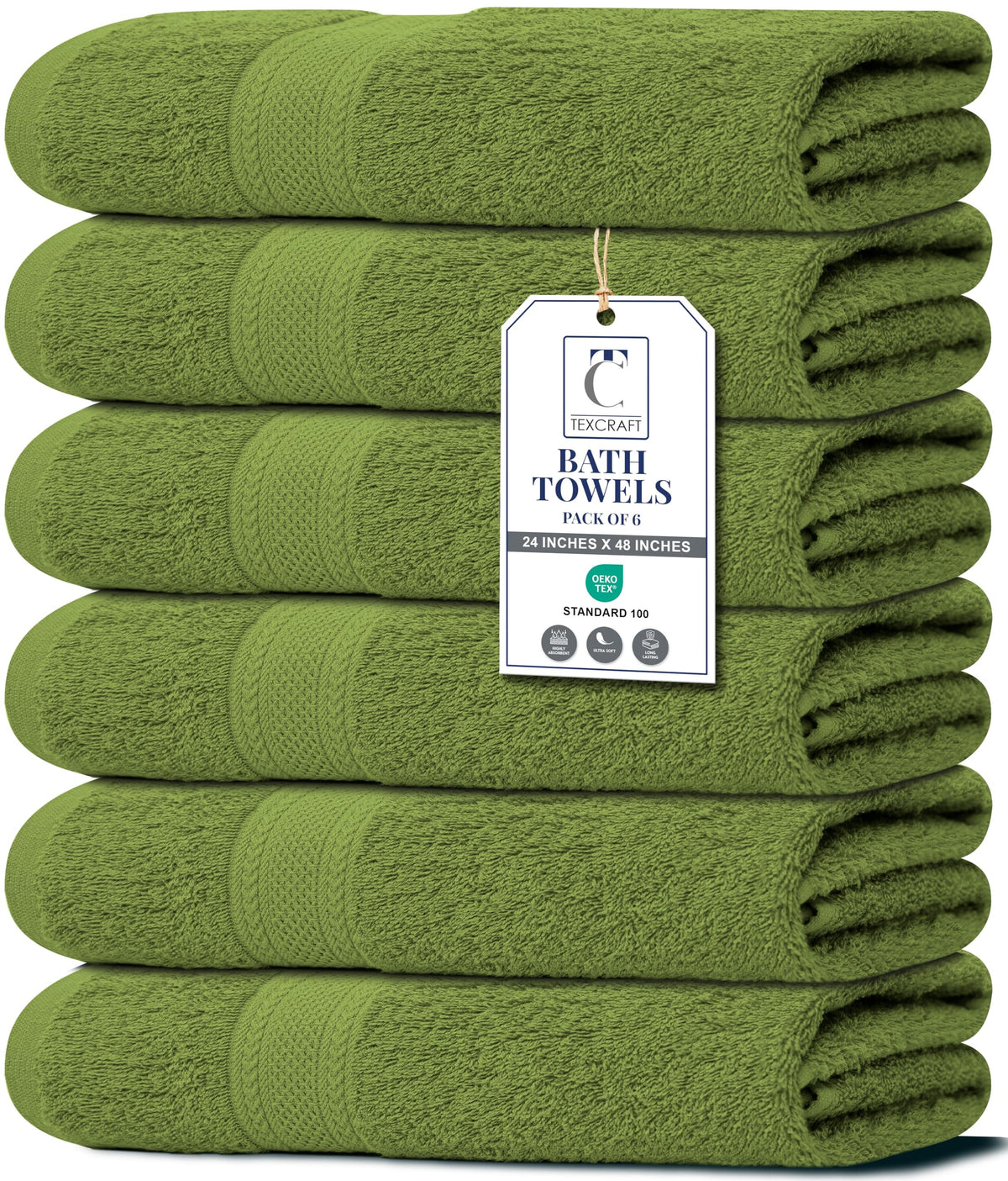Medium Size Bath Towels Set of 6 – 100% Cotton Terry – 24" x 48" – Quick Dry, Soft & Highly Absorbent – Beige Towels for Bathroom, Gym, Spa, Pool & Daily Use