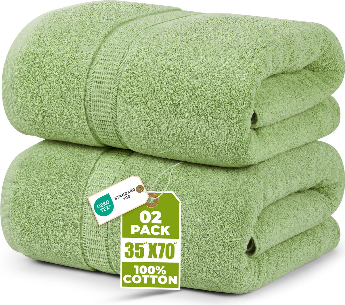 Utopia Towels Jumbo Bath Sheets, 2 Pack, 35x70 in, 600 GSM Cotton, White