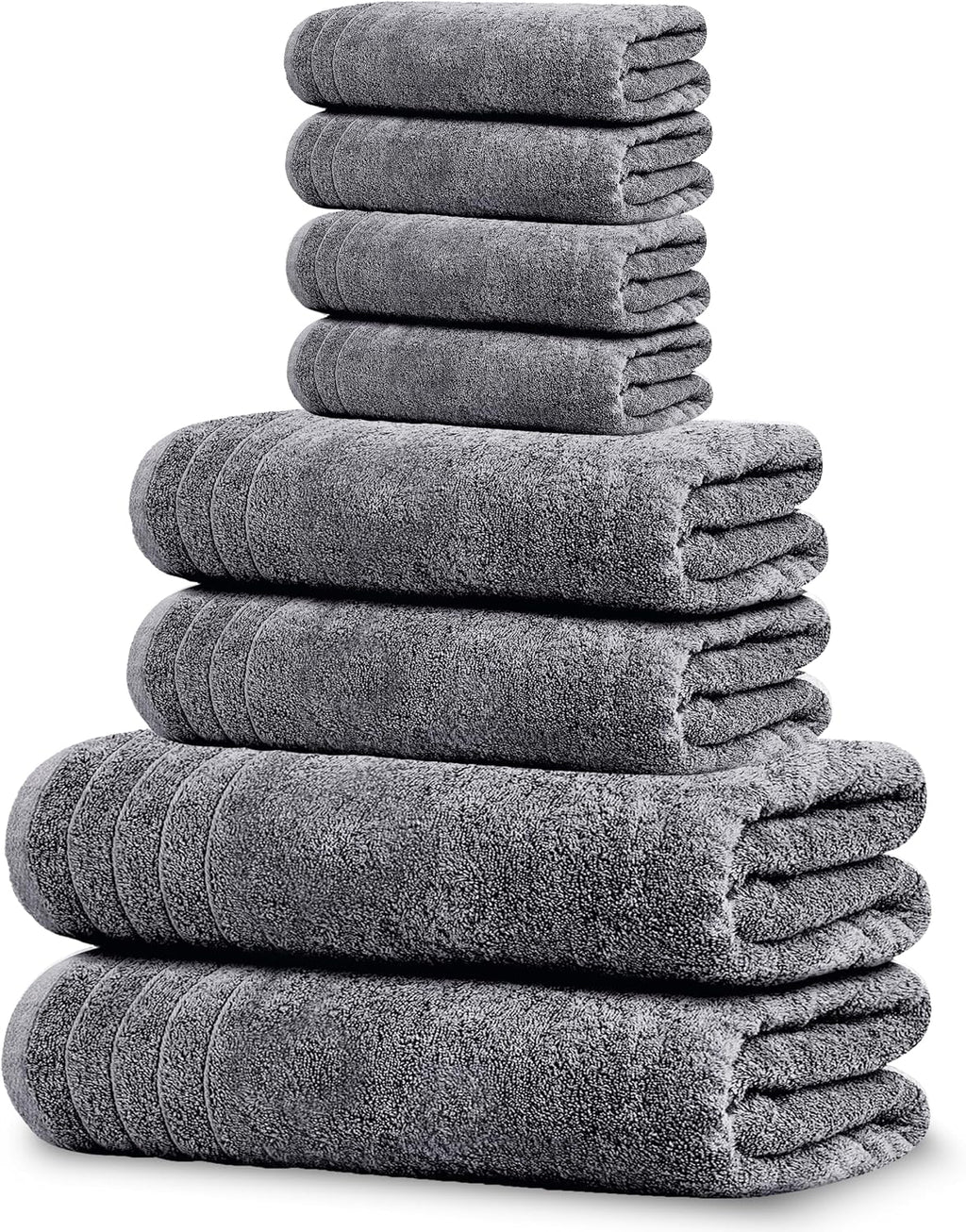 Tens Towels 8 Piece Towel Set, 2 XL Bath, 2 Hand, 4 Washcloth, Dark Grey