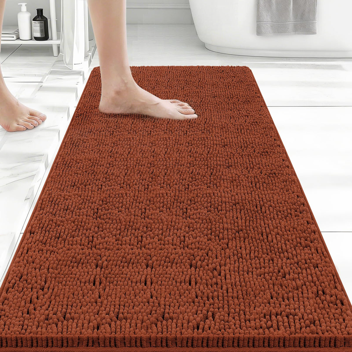 Bcoimo Small Bath Rug Mat,Sage Chenille High Absorbent Bathroom Floor Mats