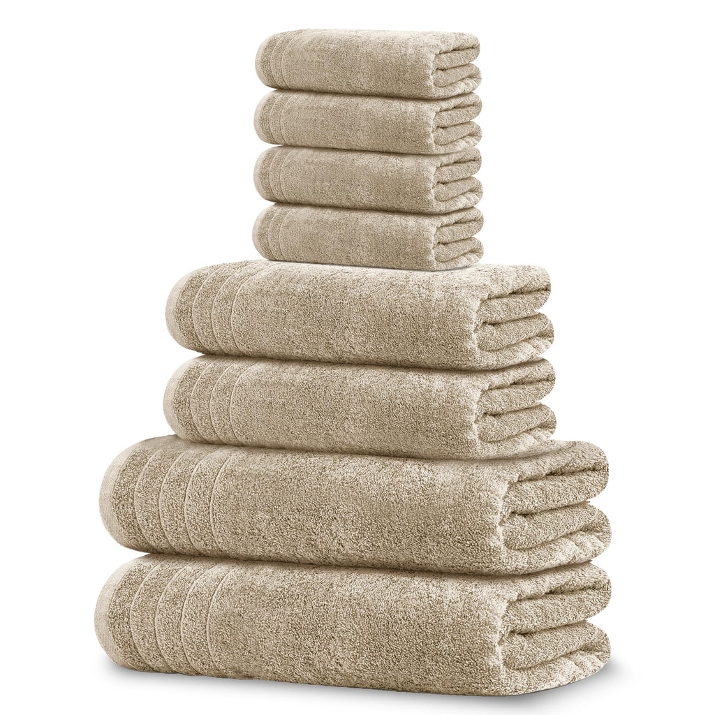 Tens Towels 8 Piece Towel Set, 2 XL Bath, 2 Hand, 4 Washcloth, Dark Grey