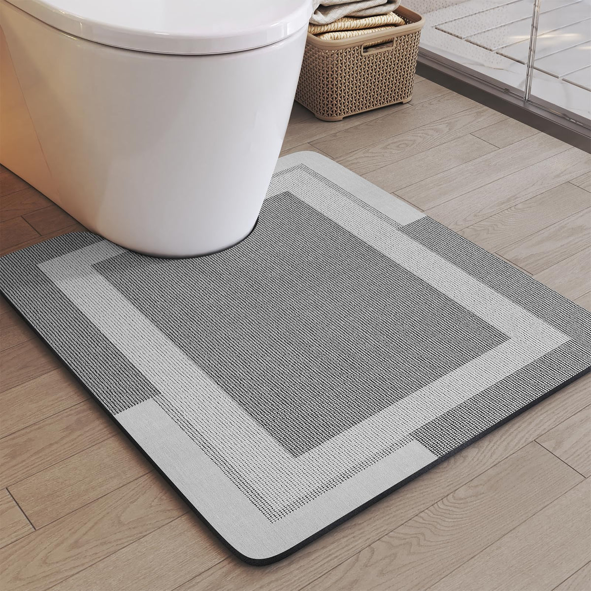 YDKGL Non Slip Bath Mat Thin Bathroom Rugs Fit Under Door Dark Grey 16"x24"