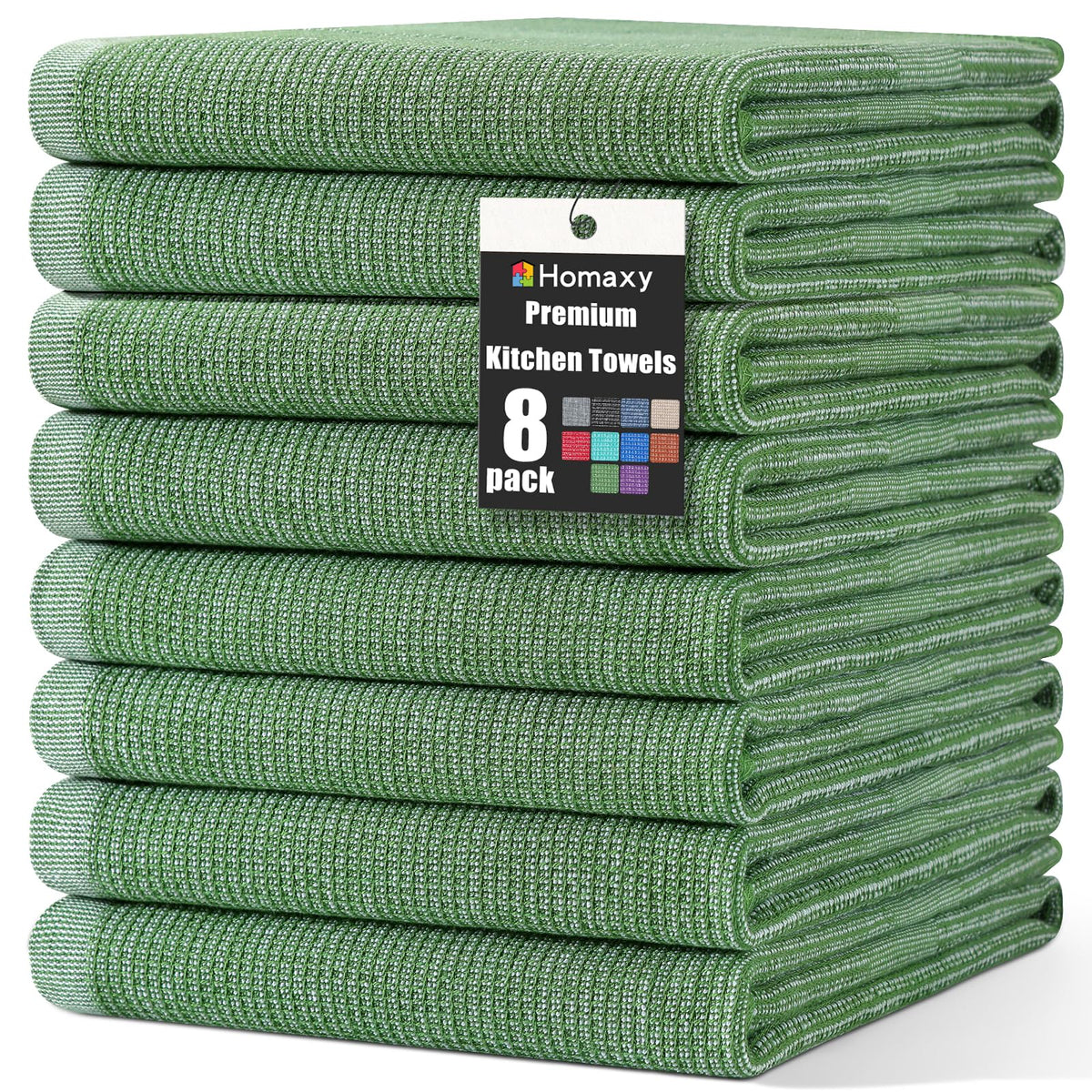 Homaxy 380 GSM Cotton Premium Kitchen Towels 6 Pack, 18"x 28", Khaki