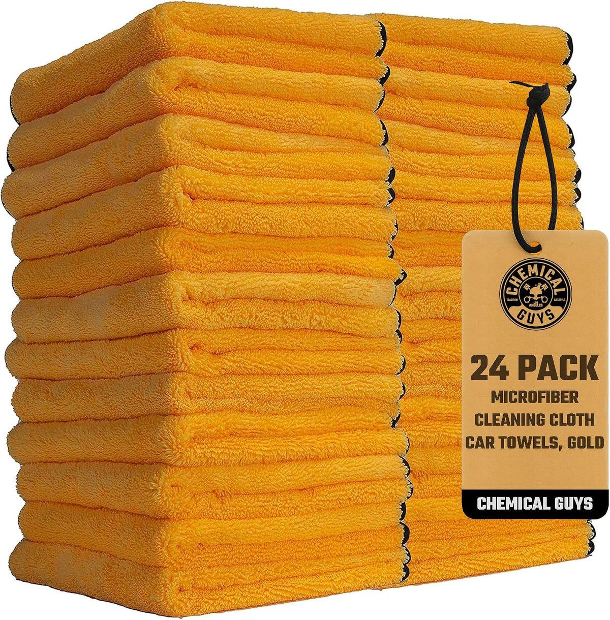 Chemical Guys, Professional Microfiber Towels, 16 x 16 in, Gold, 24 Pack