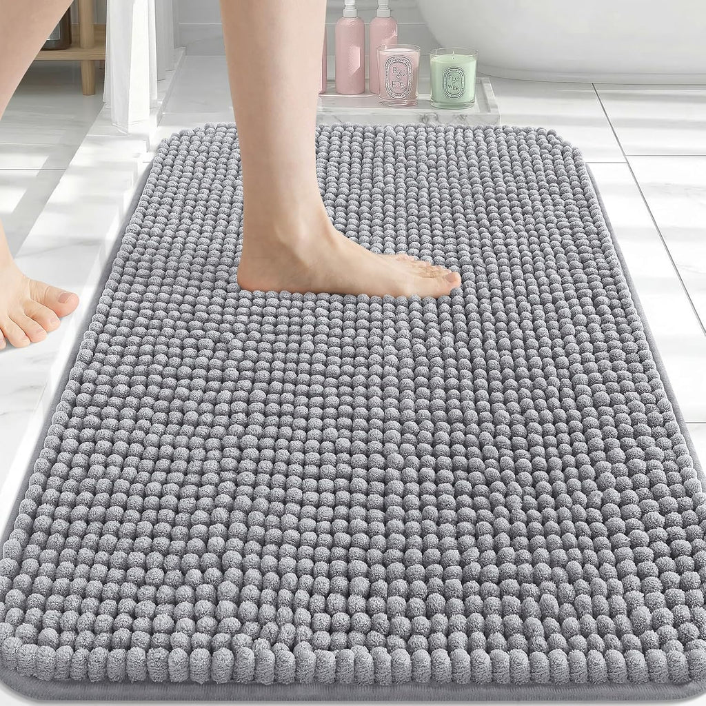 Arotive Chenille Bathroom Rugs 30x20, Soft Absorbent Bath Mat, Grey